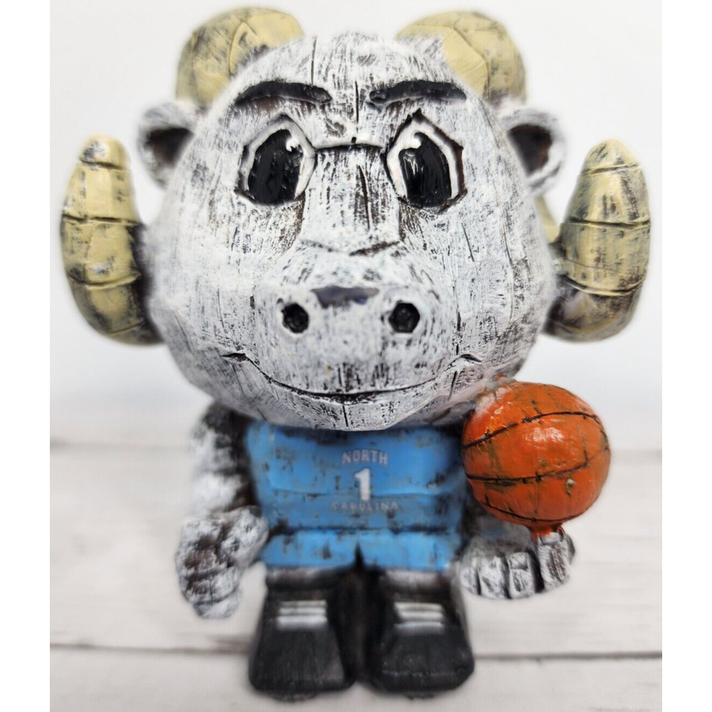 UNC Ram 'Tar Heels' Mascot Resin Material Small Figurine Holding Basketball